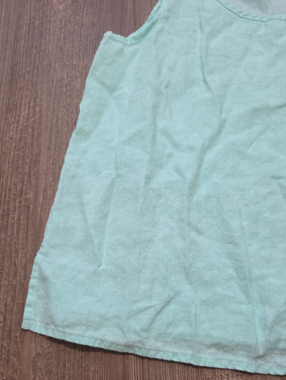 FLAX Light Aqua Sleeveless Linen Top - Picture 2 of 4